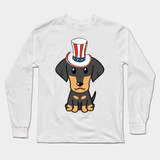 Funny dachshund dog is wearing uncle sam hat Long Sleeve T-Shirt